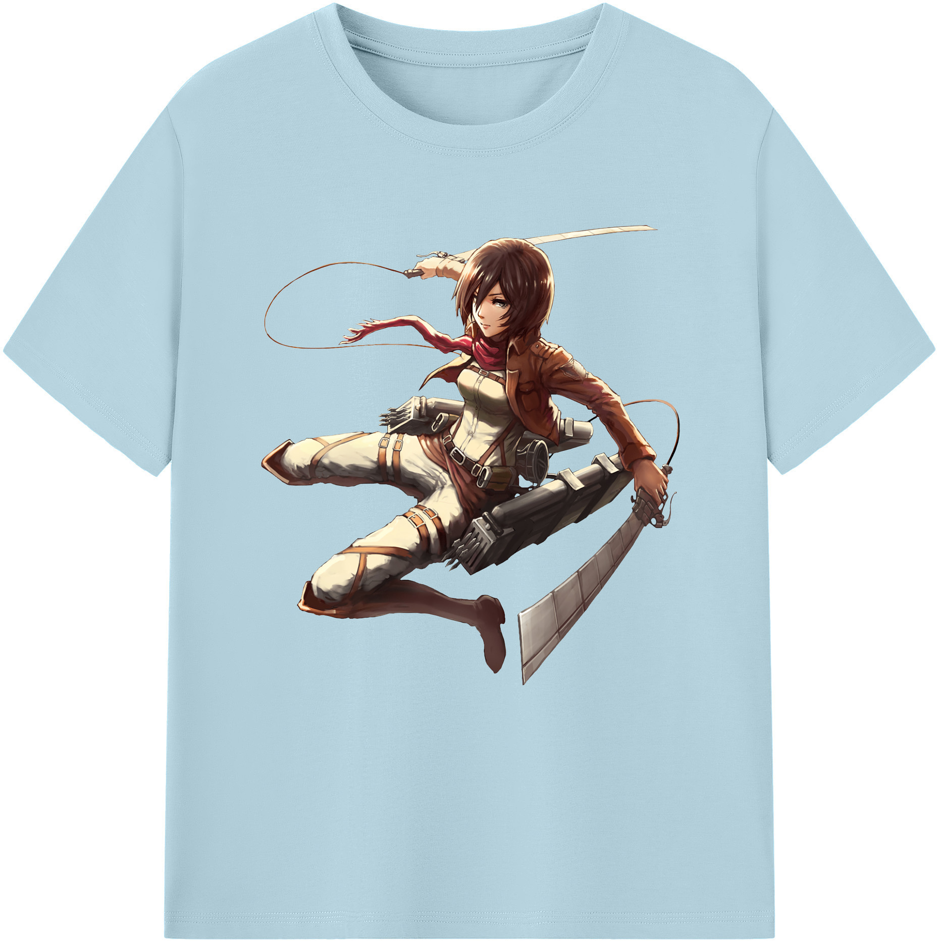 （画像用） 進撃の巨人 ミカサ·アッカーマン Attack on Titan Mikasa Ackerman 綿100％半袖Tシャツ（フロントプリント）